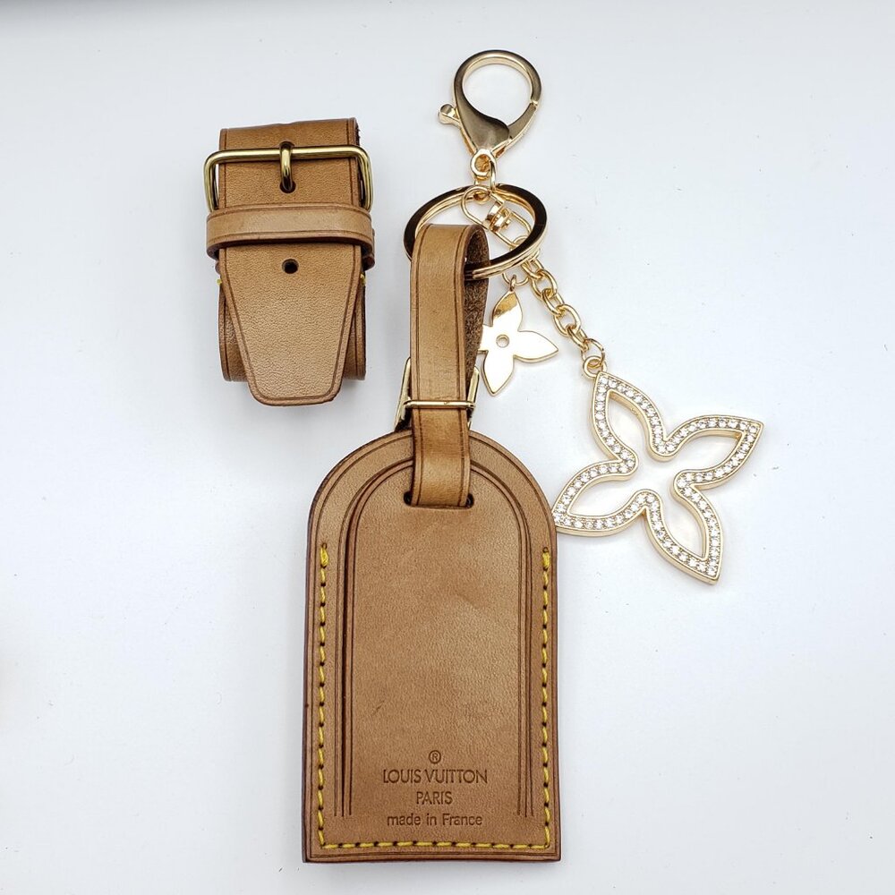 Authentic Louis Vuitton Dark Brown Luggage, Name Tag with Unbranded Keycharm